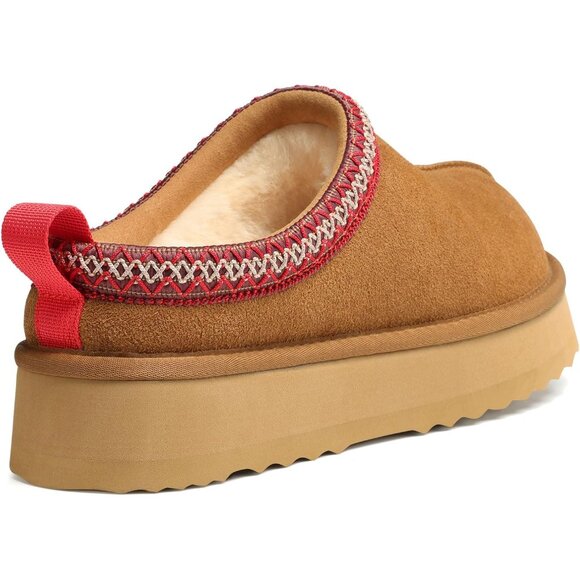 Fuzzy Chestnut Platform Slippers for Women – Stylish Winter Comfort Size 8-8.5 - Picture 6 of 9